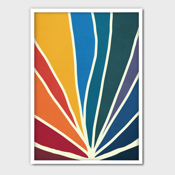 Mid Century Modern Sunrise Art Print in Rainbow Colors